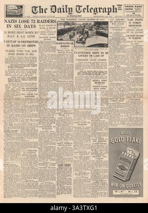 1940 front page Daily Telegraph battaglia della Gran Bretagna Foto Stock
