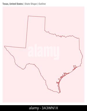 Texas, Stati Uniti. Semplice mappa vettoriale. Stato forma. Stile contorno. Confine del Texas. Illustrazione vettoriale. Illustrazione Vettoriale