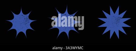 Icona grunge texture star insieme di icone stelle. Adesivi prezzo stelle testurizzate. Set di icone vettoriali di stelle Illustrazione Vettoriale