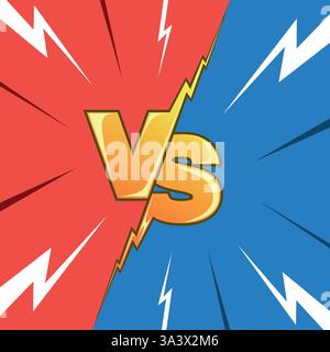 VS Typography with Thunder and Lightning, Fight, Competition, Battle, Match, gioco, Sport Fighting schermata iniziale Illustrazione Vettoriale