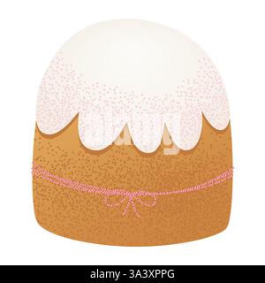 Dolce pane pasquale con decorazioni in glassa e zucchero. Illustrazione vettoriale di pasticceria natalizia per design stagionale, banner, invito e decorazione. Illustrazione Vettoriale