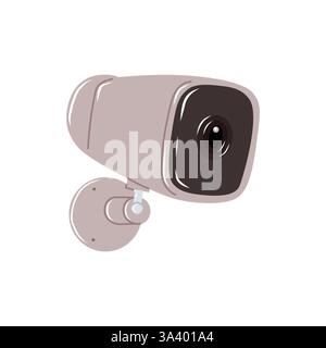 Videocamera di videosorveglianza per la sicurezza domestica, illustrazione vettoriale piatta isolata su sfondo bianco. Illustrazione Vettoriale