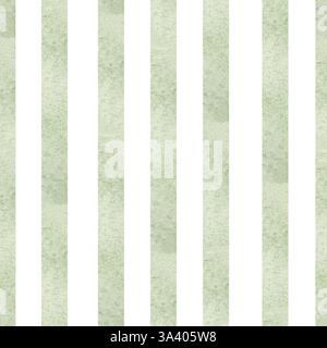 Strisce verdi ad acquerello motivo senza cuciture. Sfondo geometrico astratto disegnato a mano, texture a tratti in colori vintage per bobina, imballaggio, tessuto, tessuto Foto Stock