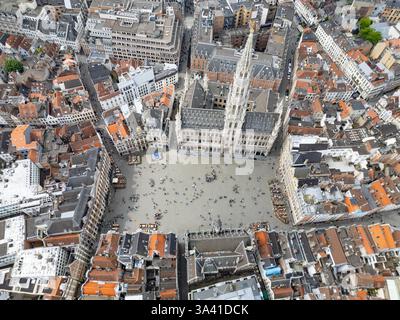 Municipio di Bruxelles, Grand Place, Bruxelles, Belgio Foto Stock