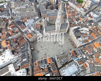 Municipio di Bruxelles, Grand Place, Bruxelles, Belgio Foto Stock