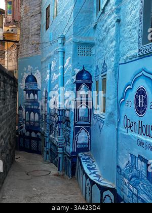 Rajasthan , India Jodhpur, città blu, mura Foto Stock