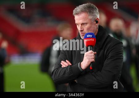 TV Pundit ed ex giocatore del Liverpool, Jamie Carragher - Liverpool contro Newcastle United, Carabao Cup Final, Wembley Stadium, Londra, Regno Unito - 16 marzo 2025 solo uso editoriale - si applicano restrizioni DataCo Foto Stock