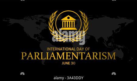 Modello della giornata internazionale del parlamentarismo. Illustrazione vettoriale. Adatto per poster, banner, campagne e biglietti d'auguri. Illustrazione Vettoriale