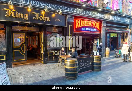 King John pub, Rubber Soul Beatles bar, Mathew Street, Liverpool, Merseyside, Inghilterra, REGNO UNITO Foto Stock
