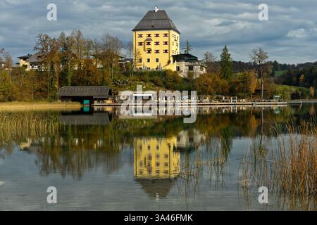 Rosewood Hotel Fuschl Castle sul Lago Fuschl, Hof vicino a Salisburgo, Salzkammergut, Austria Foto Stock