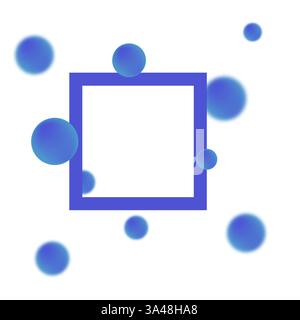 Morfismo del vetro vettoriale. Spazio per testo, banner. Effetto trasparenza. Posto per un titolo fantastico. Struttura in vetro morfistico. Set di sfere blu. Illustrazione Vettoriale