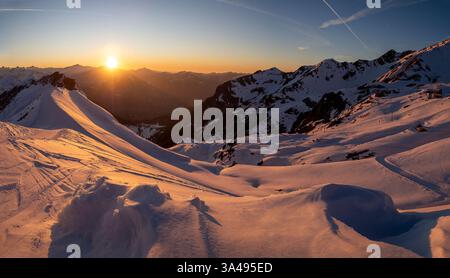 Germania, Baviera, Allgaeu, Nebelhorn, scena invernale a Zeigersattel Foto Stock