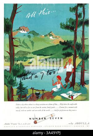 1951 annuncio pubblicitario britannico numero sette sigarette Foto Stock