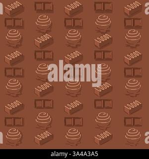 Schema minimale di bonbon e barrette al cioccolato. Vettore Illustrazione Vettoriale