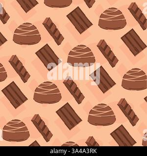Tavolette di cioccolato diagonali e bonbons. Vettore Illustrazione Vettoriale