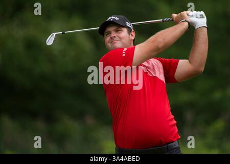 22 agosto 2014 - Paramus, New Jersey, U. S - 22 agosto 2014: Patrick Reed (USA) sbarca sulla 5a buca durante il secondo round del Barclays Fed Ex Championship al Ridgewood Country Club di Paramus, New Jersey Credito obbligatorio: Kostas Lymperopoulos/csm (immagine di credito: © Kostas Lymperopoulos/Cal Sport Media/ZUMAPRESS.com) Foto Stock