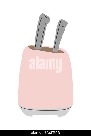 Coltelli da cucina nel supporto. Elettrodomestico retrò. Illustrazione Vettoriale