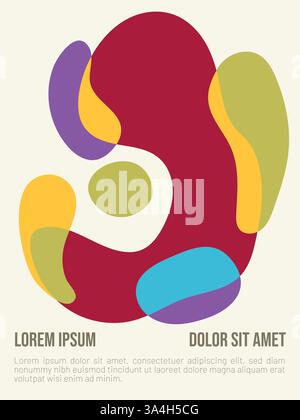 Il concetto di Endless Summer Stream. modello di poster estivo in stile bauhaus astratto con illustrazione vettoriale di testo di esempio Illustrazione Vettoriale