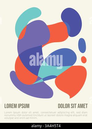 Concetto Golden Flux. modello di poster estivo in stile bauhaus astratto con illustrazione vettoriale di testo di esempio Illustrazione Vettoriale