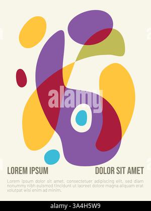 Il concetto di maree estive luminose. modello di poster estivo in stile bauhaus astratto con illustrazione vettoriale di testo di esempio Illustrazione Vettoriale