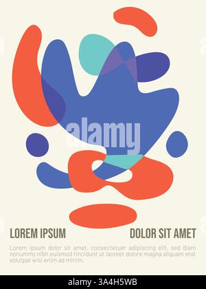 Linea soft Summer. modello di poster estivo in stile bauhaus astratto con illustrazione vettoriale di testo di esempio Illustrazione Vettoriale