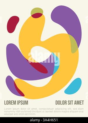 Concetto di onde di calore. modello di poster estivo in stile bauhaus astratto con illustrazione vettoriale di testo di esempio Illustrazione Vettoriale