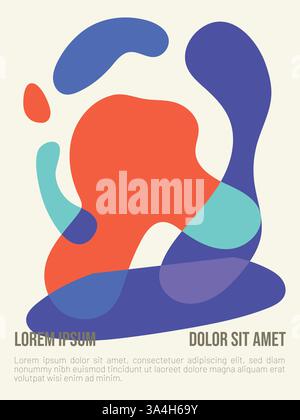 Concetto di ritmo solare. modello di poster estivo in stile bauhaus astratto con illustrazione vettoriale di testo di esempio Illustrazione Vettoriale