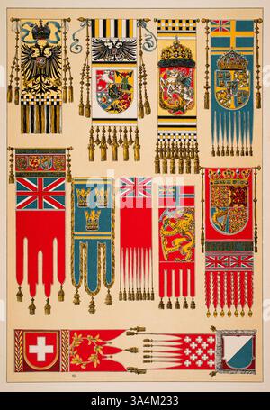 Landesflaggen in Dekorativer Ausgestaltung bandiere nazionali in design decorativo, progettato dal professore d'arte tedesco Anton Seder. Da Decorative Vorbilde Foto Stock