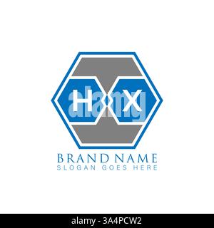 Design esclusivo e moderno delle iniziali geometriche astratte con lettera vettoriale. Logo monogramma HX. Illustrazione Vettoriale