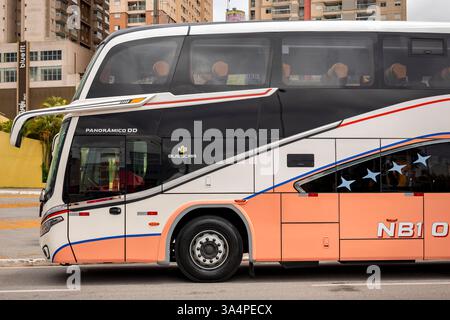 Busscar panoramico DD NB1 Scania K410C NB Euro 6 2024 in mostra alla fiera Bus Brasil Fest 2024 Foto Stock