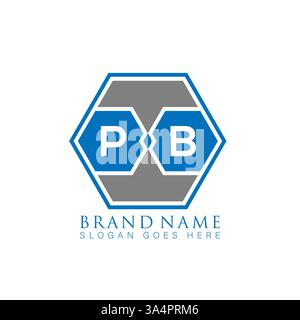 Design esclusivo di PB con iniziali geometriche astratte e piatte, lettera vettoriale e logo. Logo monogramma PB. Illustrazione Vettoriale