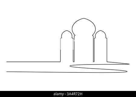 Icona della finestra islamica disegno continuo di una linea semplice illustrazione vettoriale della silhouette del contorno Illustrazione Vettoriale
