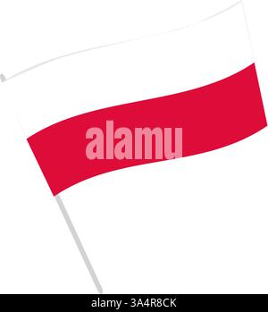 La bandiera nazionale della Polonia su una bandiera. Illustrazione vettoriale con sfondo trasparente. Illustrazione Vettoriale