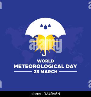 Giornata meteorologica mondiale, 23 marzo, banner, poster, post sui social media, illustrazione vettoriale Illustrazione Vettoriale