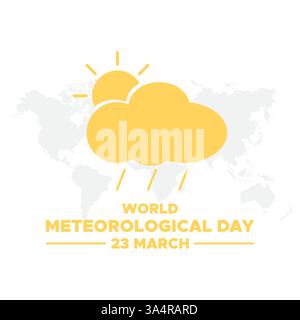 Giornata meteorologica mondiale, 23 marzo, banner, poster, post sui social media, illustrazione vettoriale Illustrazione Vettoriale