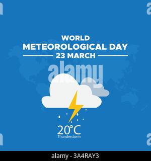 Giornata meteorologica mondiale, 23 marzo, banner, poster, post sui social media, illustrazione vettoriale Illustrazione Vettoriale