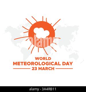 Giornata meteorologica mondiale, 23 marzo, banner, poster, post sui social media, illustrazione vettoriale Illustrazione Vettoriale