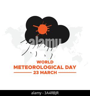 Giornata meteorologica mondiale, 23 marzo, banner, poster, post sui social media, illustrazione vettoriale Illustrazione Vettoriale