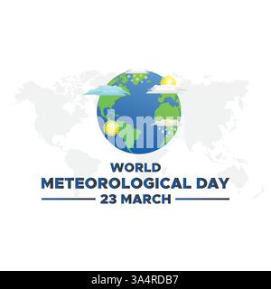 Giornata meteorologica mondiale, 23 marzo, banner, poster, post sui social media, illustrazione vettoriale Illustrazione Vettoriale