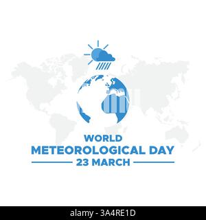 Giornata meteorologica mondiale, 23 marzo, banner, poster, post sui social media, illustrazione vettoriale Illustrazione Vettoriale