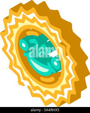 guance arrossienti carino carattere solare illustrazione vettoriale dell'icona isometrica Illustrazione Vettoriale