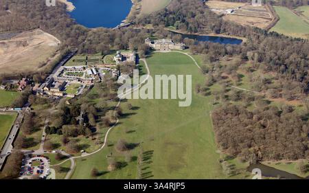 Vista aerea del priorato di Nostell, vicino a Wakefield, West Yorkshire Foto Stock