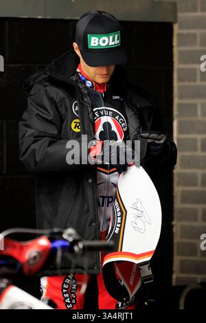 Manchester, Regno Unito. 6 ottobre 2020. Brady Kurtz dei Belle Vue Aces durante il Peter Craven Memorial Meeting al National Speedway Stadium di Manchester. Il Peter Craven Memorial Trophy al National Speedway Stadium di Manchester lunedì 17 marzo 2025. (Foto: Eddie Garvey | mi News) crediti: MI News & Sport /Alamy Live News Foto Stock