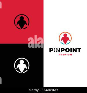 individuare il design dell'illustrazione del modello del logo vettoriale dell'icona della persona Illustrazione Vettoriale