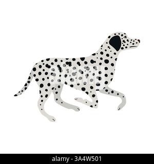 Cane dalmata a scorrimento piatto vettoriale isolato su sfondo bianco Illustrazione Vettoriale