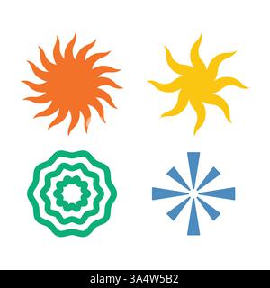 Set icona elemento sole design unico Illustrazione Vettoriale