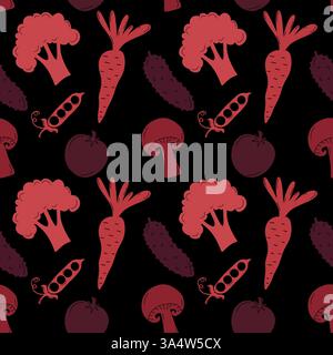 Cartoni animati per verdure senza cuciture per avvolgere carta e tessuti e biancheria, stampa abiti per bambini, accessori estivi e tessuti per la cucina Foto Stock