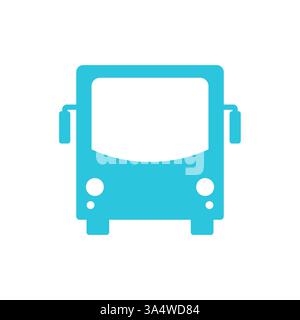 Icona bus navetta, isolata su sfondo bianco. Dal set di icone blu. Illustrazione Vettoriale