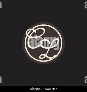 Logo monogramma Letter CL iniziale con grafica vettoriale delle idee di design della linea circolare semplice e creativa Illustrazione Vettoriale