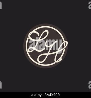 Logo monogramma LH con lettera iniziale con design semplice e creativo della linea circolare, grafica vettoriale Illustrazione Vettoriale